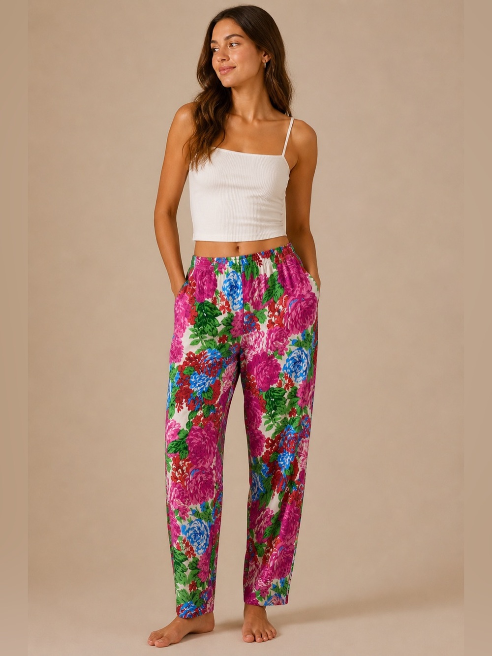 Vintage Victoria’s Secret Gold Label Floral Pants Elastic Waist Relaxed Lounge M